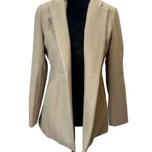 Chou Yatou Cream herringbone open front blazer size small
